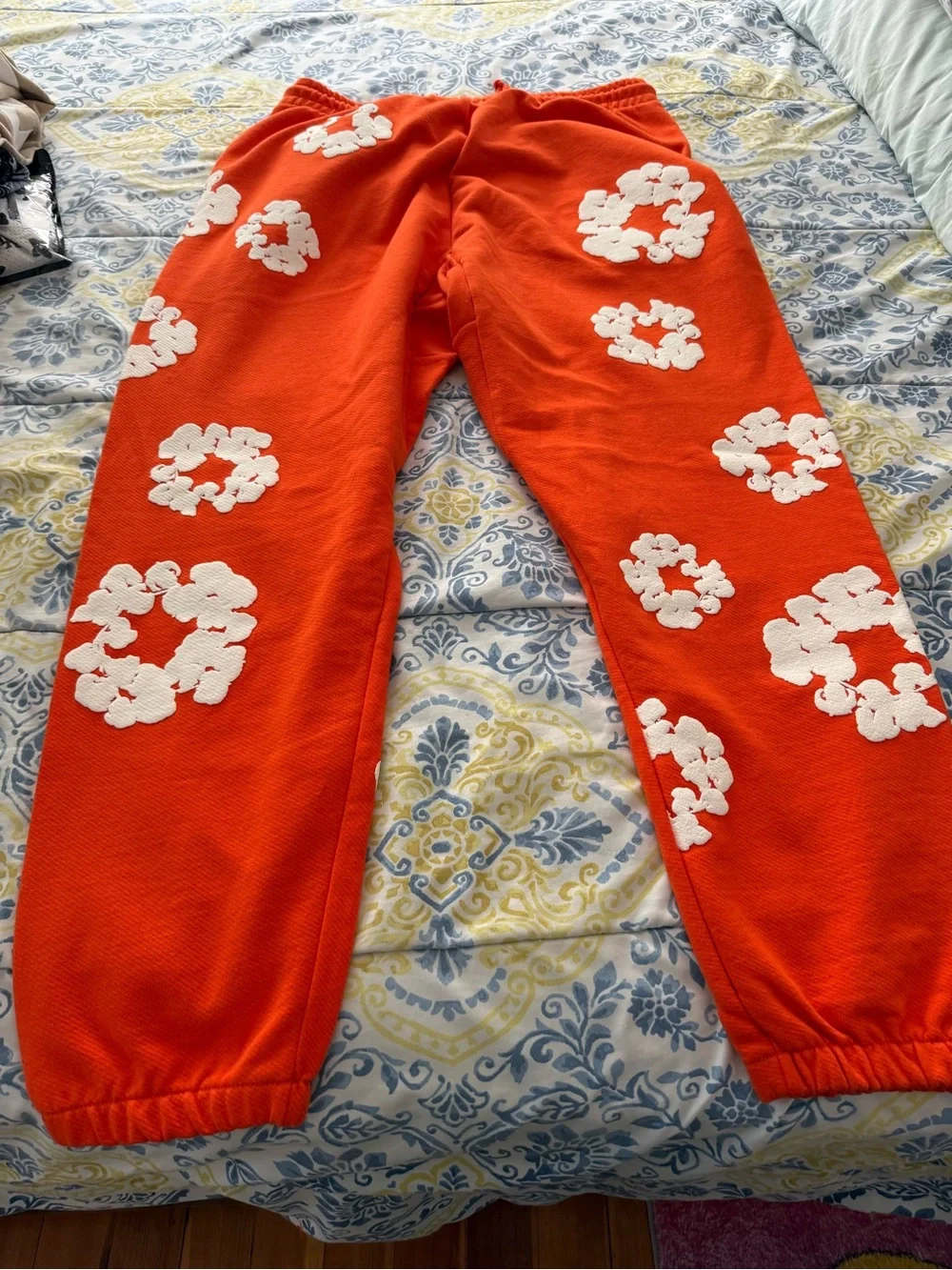 Denim Tears Men’s Bright Orange Floral Sweat Joggers
